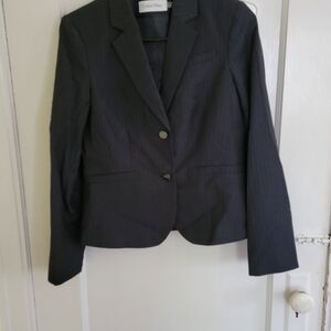 Calvin Klein Women's Gray Pinstriped Blazer (Sz 6) And Pants (Sz 8)
